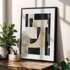Grafik Soyut Çizgi Sanat Siyah Çerçeveli 3lü Ahşap Tablo Seti