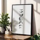 Ay, Soyut ve Etnik Spiral Set Siyah Çerçeveli 3lü Ahşap Tablo Seti