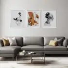 Kedi Portreli Soyut Uyum Beyaz Çerçeveli 3lü Ahşap Tablo Seti