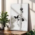 Kedi Portreli Soyut Uyum Beyaz Çerçeveli 3lü Ahşap Tablo Seti