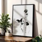 Kedi Portreli Soyut Uyum Siyah Çerçeveli 3lü Ahşap Tablo Seti