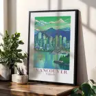 Canlı Şehir Gezgin Tabloları Siyah Çerçeveli 3lü Ahşap Tablo Seti