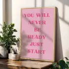 Motivasyonel Sözler Pembe Mavi Doğal Ahşap Çerçeveli 3lü Tablo Seti