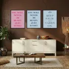 Motivasyonel Sözler Pembe Mavi Siyah Çerçeveli 3lü Ahşap Tablo Seti