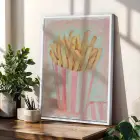 Pop-Art Lezzet Üçlüsü Beyaz Çerçeveli 3lü Ahşap Tablo Seti