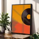 Retro Ritimler ve Soyut Gün Batımı Siyah Çerçeveli 3lü Ahşap Tablo Seti