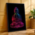 Neon Işıltılı Ruhsal Üçlü Siyah Çerçeveli 3lü Ahşap Tablo Seti