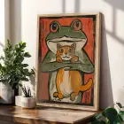 Eğlenceli Retro Sanat Koleksiyonu Doğal Ahşap Çerçeveli 3lü Tablo Seti