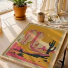 Eğlenceli Retro Sanat Koleksiyonu Doğal Ahşap Çerçeveli 3lü Tablo Seti