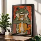 Eğlenceli Retro Sanat Koleksiyonu Siyah Çerçeveli 3lü Ahşap Tablo Seti