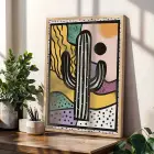 Neşeli Pop Art Üçlüsü Doğal Ahşap Çerçeveli 3lü Tablo Seti