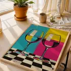 Neşeli Pop Art Üçlüsü Doğal Ahşap Çerçeveli 3lü Tablo Seti