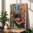Canlı Pop Art Graffiti Seti Doğal Ahşap Çerçeveli 3lü Tablo Seti
