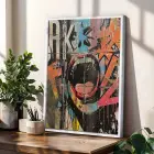 Canlı Pop Art Graffiti Seti Beyaz Çerçeveli 3lü Ahşap Tablo Seti