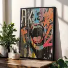 Canlı Pop Art Graffiti Seti Siyah Çerçeveli 3lü Ahşap Tablo Seti