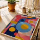 Canlı Eklektik Tasarım Üçlüsü Doğal Ahşap Çerçeveli 3lü Tablo Seti