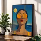 Canlı Sahil Kompozisyonu Siyah Çerçeveli 3lü Ahşap Tablo Seti