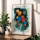 Kandinskyden Dinamik Soyut Formlar Doğal Ahşap Çerçeveli 3lü Tablo Seti