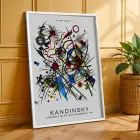 Kandinskyden Dinamik Soyut Formlar Beyaz Çerçeveli 3lü Ahşap Tablo Seti