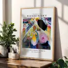 Kandinsky Ekspresif Soyutlamalar Doğal Ahşap Çerçeveli 3lü Tablo Seti