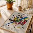 Kandinsky Ekspresif Soyutlamalar Doğal Ahşap Çerçeveli 3lü Tablo Seti
