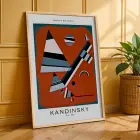 Kandinsky Ekspresif Soyutlamalar Doğal Ahşap Çerçeveli 3lü Tablo Seti