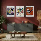 Kandinsky Ekspresif Soyutlamalar Siyah Çerçeveli 3lü Ahşap Tablo Seti