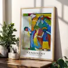 Kandinsky Canlı Soyut Set Doğal Ahşap Çerçeveli 3lü Tablo Seti