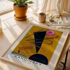Kandinsky Canlı Soyut Set Doğal Ahşap Çerçeveli 3lü Tablo Seti