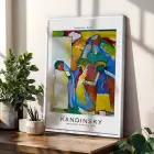 Kandinsky Canlı Soyut Set Beyaz Çerçeveli 3lü Ahşap Tablo Seti