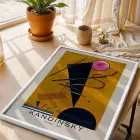 Kandinsky Canlı Soyut Set Beyaz Çerçeveli 3lü Ahşap Tablo Seti