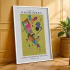 Kandinsky Canlı Soyut Set Beyaz Çerçeveli 3lü Ahşap Tablo Seti