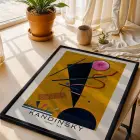 Kandinsky Canlı Soyut Set Siyah Çerçeveli 3lü Ahşap Tablo Seti
