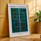 Kandinsky Soyut Renk Oyunları Doğal Ahşap Çerçeveli 3lü Tablo Seti