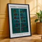Kandinsky Soyut Renk Oyunları Siyah Çerçeveli 3lü Ahşap Tablo Seti