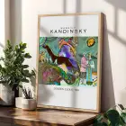 Kandinsky Rengarenk Soyut Üçlü Set Doğal Ahşap Çerçeveli 3lü Tablo Seti