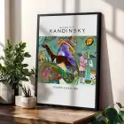 Kandinsky Rengarenk Soyut Üçlü Set Siyah Çerçeveli 3lü Ahşap Tablo Seti
