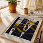 Kandinsky Soyut Geometrik Set Doğal Ahşap Çerçeveli 3lü Tablo Seti