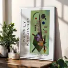 Kandinsky Soyut Geometrik Set Beyaz Çerçeveli 3lü Ahşap Tablo Seti