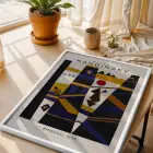 Kandinsky Soyut Geometrik Set Beyaz Çerçeveli 3lü Ahşap Tablo Seti