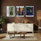 Kandinsky Soyut Geometrik Set Siyah Çerçeveli 3lü Ahşap Tablo Seti