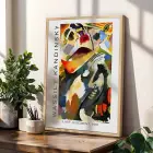 Kandinsky Eserleri Sanat Seti Doğal Ahşap Çerçeveli 3lü Tablo Seti
