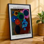 Kandinsky Soyut Renk Kompozisyonları Siyah Çerçeveli 3lü Ahşap Tablo Seti