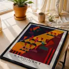 Kandinsky Sanat Seçkisi Siyah Çerçeveli 3lü Ahşap Tablo Seti