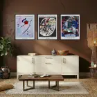 Kandinsky Soyut Dinamik Kompozisyonlar Siyah Çerçeveli 3lü Ahşap Tablo Seti