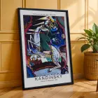 Kandinsky Soyut Dinamik Kompozisyonlar Siyah Çerçeveli 3lü Ahşap Tablo Seti