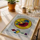 Kandinsky Renkli Soyut Kompozisyonlar Doğal Ahşap Çerçeveli 3lü Tablo Seti