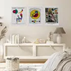 Kandinsky Renkli Soyut Kompozisyonlar Beyaz Çerçeveli 3lü Ahşap Tablo Seti