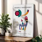 Kandinsky Renkli Soyut Kompozisyonlar Beyaz Çerçeveli 3lü Ahşap Tablo Seti