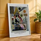 Kandinsky Renkli Soyut Kompozisyonlar Beyaz Çerçeveli 3lü Ahşap Tablo Seti